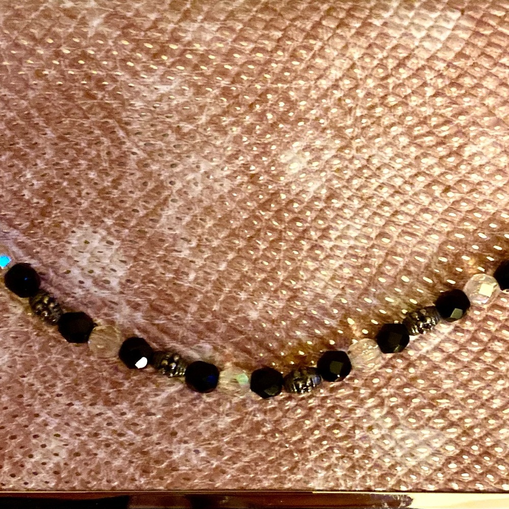 Necklace Vintage Black, Silver& Clear Beaded - Picture 12 of 16